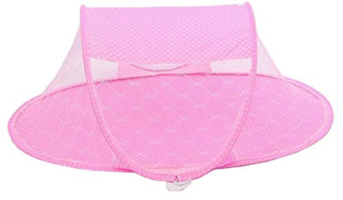 Lettino con zanzariera viaggio - rete - protezione insetti - culla pieghevole - bimbi - neonati - bambini - portatile - rete traspirante - colore rosa