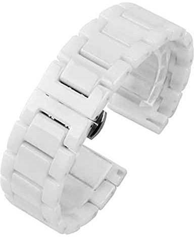 HNGM Uhrenarmband Qualitativ hochwertiger keramisches Uhrenband 14 15 16 16 17 18 19 20 21 22mm schwarz weißer Uhrenband für Männer und Frauen Armband (Band Color : White A, Band Width : 15mm)