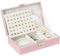 hixyer Travel Jewellery Box Organiser, Portable Small Jewellery Case with Lock for Earrings Necklace Rings Bracelets, Display Storage Holder for Women Girls Kids Wife Gift Pink