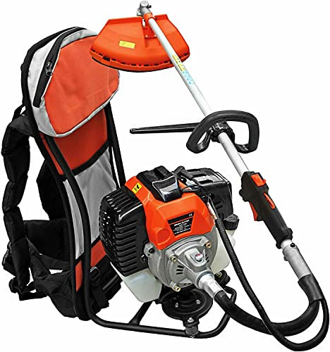 Decespugliatore a zaino con motore a scoppio 52cc 2 tempi multifunzione 2 in 1 Decespugliatore a spalla con testina doppio filo da 2 mm e disco tre denti per fai da te o professionisti