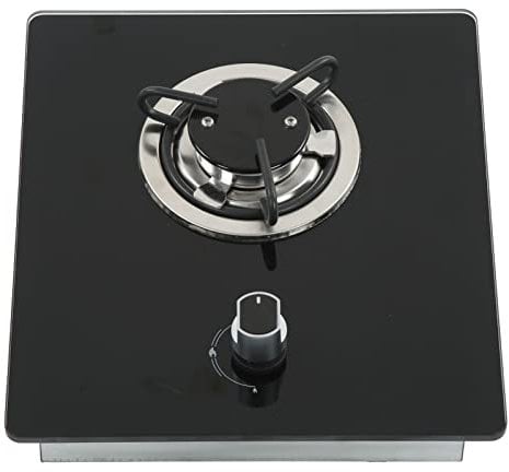 Fornello a Gas Bruciatore a Griglia Singolo Lato, 11,4 X 12,8 Pollici 1,8 Kw Potenza Pannello in Vetro Temperato Piano Cottura a Gas per Camper, Piano Cottura a Gas Portatile con Regolazione del Fuoco