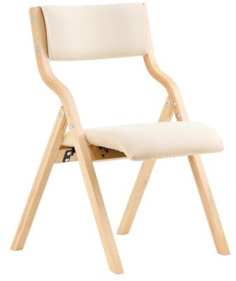 SoBuy Silla Plegable de Madera, Silla de Cocina y Comedor, Silla Práctica y Compacta, Ideal para Espacios Pequeños Silla de Comedor Plegable Blanco FST40-W
