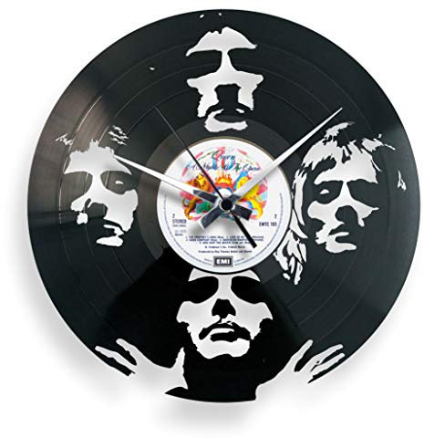 DISCOCLOCK - Bohemian Rhapsody Uhr auf Schallplatte aus 100% recyceltem Vinyl, Geschenkidee für Queen-Fans, leise Uhr, einfach aufzuhängen
