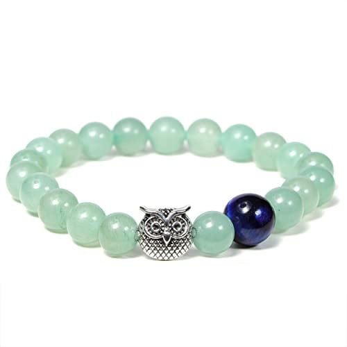 JJDreams Edelstein Armband Natursteine Eule Perlenarmband Damen 8MM Heilsteine
