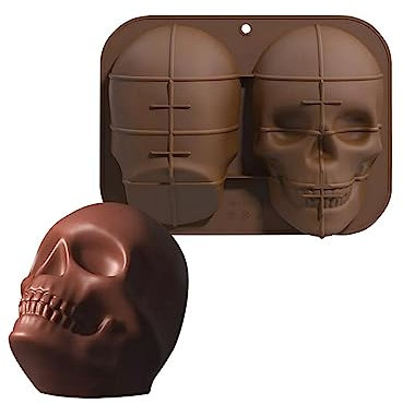 Große Schädel Motiv-Silikonform zum Backen - Halloween, Karneval & Motto-Party
