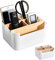 LETTERASHQP Schreibtisch Organizer Weiß 5 Fächer Bambus Organizer Schreibtisch Stifte Organizer Holz Desktop Organizer Halterung Fernbedienung für Fernbedienung, Stifte, Kleine GegenstäNde Verwendet