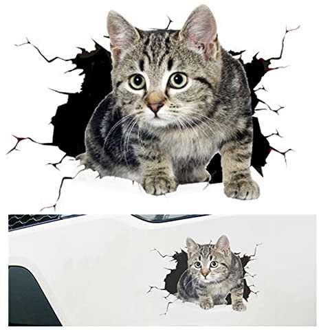Wanfoou Adesivi Murali Gatti 3D, Adesivo WC Impermeabile, Adesivo Frigo e Auto