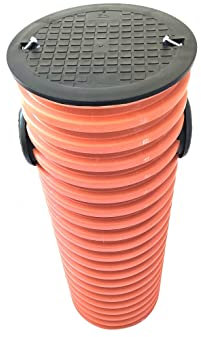 SP Drainageschacht DN315 DN400 mit Anschluss 2xDN110 Deckel Sickerschacht KG Schacht Kontrollschacht KG Rohr Drainagerohr (DN315 ohne Boden), Schwarz/Orange