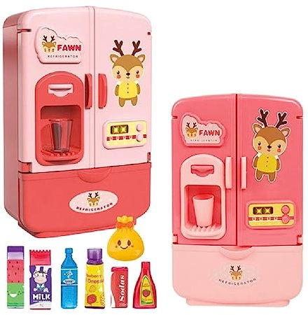 Educational Dollhouse Miniature Side-by-Side Fridge Playhouse Accessories Mini Realistic Furniture Model Refrigerator Toy