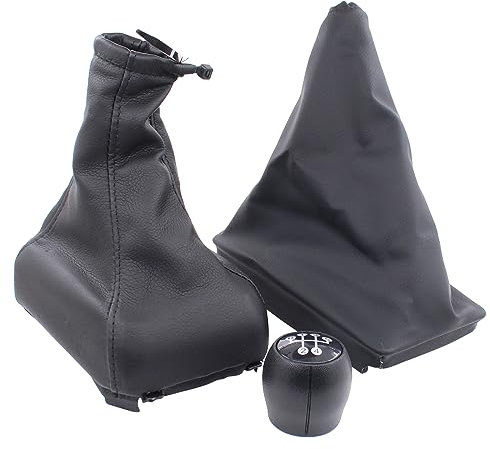 Schaltknauf 5 Gang Schaltmanschette Handbremsmanschette Schalthebel Knauf Schaltkopf Schalthebelkopf Schaltung Hebel Handbremssack Schalttasche Schaltsack Rahmen Handbremse Bezug für Corsa C 2000-2012
