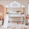 ZYLOYAL10 Kinderbett Baumhaus mit Speicherung und Rausfallschutz 90 x 200 cm, Hochbett für Kinder– 2X Lattenrost (Natur & Weiß - G)