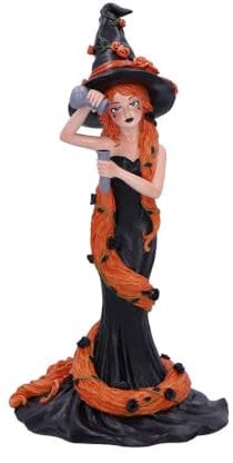 Nemesis Now Zimt-Zucker- und Gewürzfigur, 23,5 cm, Kunstharz, Schwarz/Orange, Zimt-inspirierte rothaarige Hexenfigur, Lange rothaarige Hexenfigur, gegossen aus feinstem Harz, fachmännisch handbemalt