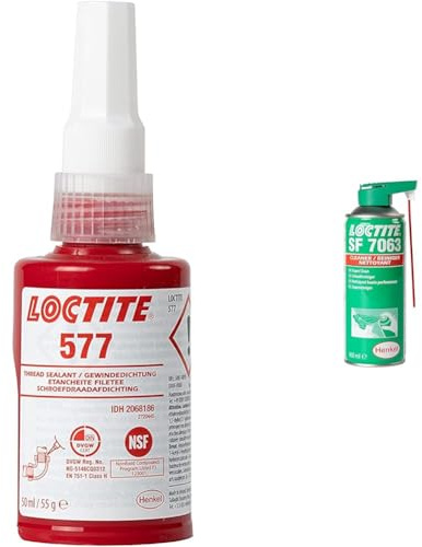 LOCTITE 577, Medium Strength Industrial Adhesive for Thread Sealing, Universal Liquid Adhesive & SF 7063 Degreaser, Solvent-based Surface and Engine Degreaser, All-Purpose Degreasing Spray