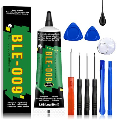 Allony Colla Schermo per Cellulare, Nero, Impermeabile e ad Asciugatura Rapida - per Riparare Smartphone, Tablet, Display - 50ml