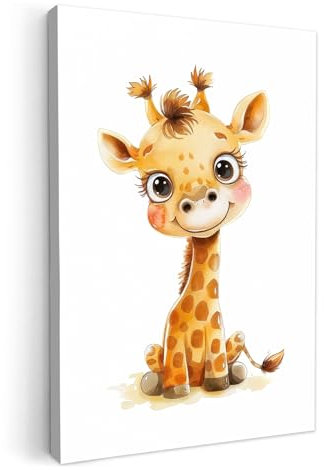 MuchoWow© Leinwandbild 40x60 cm Dekoration Kinderzimmer Bilder Pictures Wall Decoration Schlafzimmer Junge Wohnungs Deko Moderne Bild Giraffe - Portrait - Mädchen - Kinder - Tiere