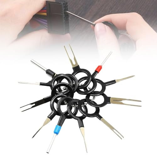 Terminal Ejector Kit für Auto, Terminal Entfernung Auspinwerkzeug, 2024 New Entriegelungswerkzeug Set KFZ Werkzeug Auspinnwerkzeug Kfz Set mit Schutzhülle für Meisten Steckverbinder Terminals (11PCS)