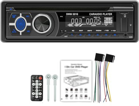 Car Stereo Radio Bluetooth with CD VCD DVD Player, 1 Din 12V RDS/FM/AM Car Radio with Bluetooth Handsfree/USB/SD/AUX/Locate and Find a Car/AI Voice