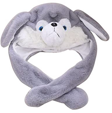 ifundom Cartoon Tier Plüsch Husky Mütze up Ohren Hundespielzeug Bewegliche Ohren Mütze Huskies Kopfbedeckung Spaß Für Kinder Erwachsene