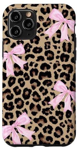 Light Pink Ribbon Bow Coquette On Cheetah Leopard Print Case for iPhone 11 Pro