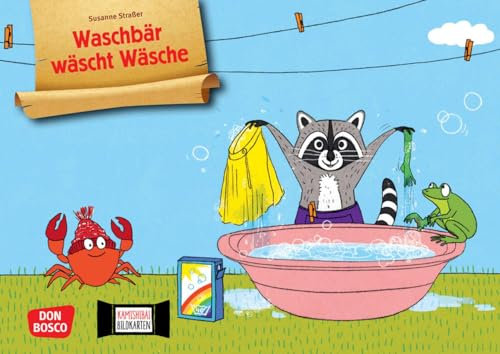 Waschbär wäscht Wäsche. Kamishibai Bildkartenset: Entdecken - Erzählen - Begreifen: Bilderbuchgeschichten. Lustige Tiergeschichte von Susanne Straßer ... für unser Erzähltheater)