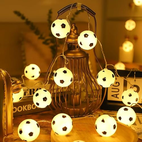 Fußball Lichterkette,1.5M 10LED Lichterkette Kinderzimmer Fußball,LED Lichterkette Batteriebetrieben,LED Lichterkette Fußball Design,Lichterkette Innen Außen für Garten Hochzeits Zimmer Deko