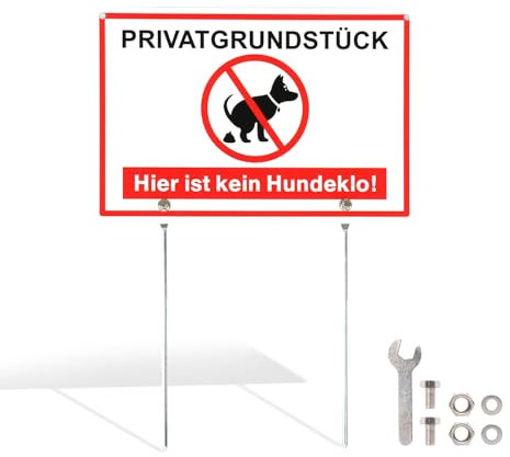 Luxoraiova Signs Kein Hundeklo Sign, Aluminium, 20 x 30 cm (A4), Privatgrundstück Hier ist kein Hunde Sign, Hunde Verboten with Posts, UV Protection