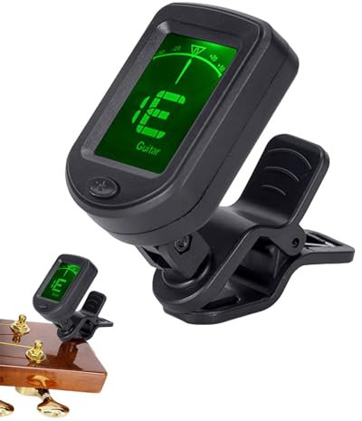 Gitarren-Stimmgerät zum Anklippen, 12-saitiges Gitarren-Stimmgerät | Stimmgerät für Bassgitarre|Großes, LCD-Display, Akustikgitarren-Zubehör, Gitarrenstimmgerät, Saiteninstrument, schnelle Re