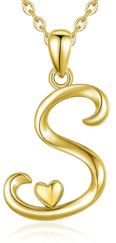 CELESTIA Buchstabe Kette Damen 925 Silber Roségold Anhänger mit Herz 26 Anfangsbuchstaben Schmuck Geschenke Frauen Teenager Mädchen