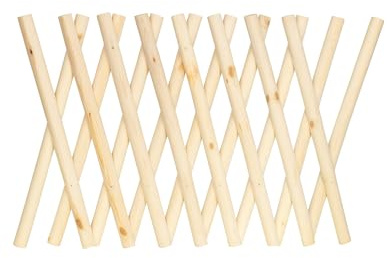 TIMBERMIK Treillis Extensible 160-250 cm – Clôture de Jardin en Bois de Pin Naturel 101 cm Hauteur – Treillis à Lattes Demi-Rondes – Non Traité – Grillage Décoratif Extérieur