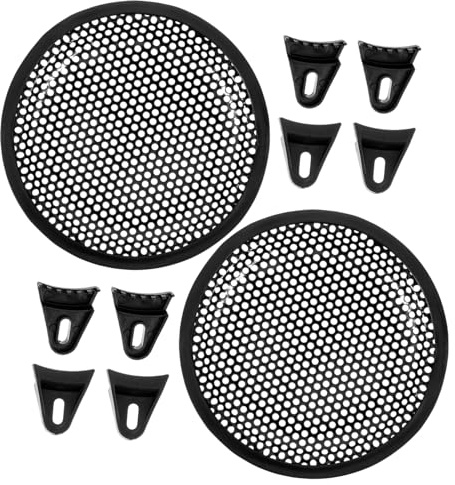 LOLIPPYY 2 Stück Lautsprecherabdeckung für Auto Subwoofer Gitter aus Kaltgewalztem Stahl Schwarz Zuverlässiger Schutz Einfache Montage