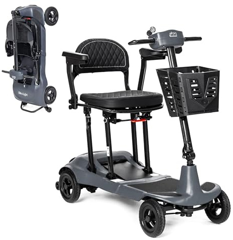 Genie Ultralight By Monarch Mobility – 12kg Lightweight Portable Pavement Folding Mobility Scooter for Seniors & Adults | 4mph Speed, 9 Mile Range | Everyday Use (Black)