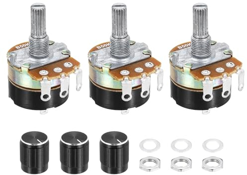 QUARKZMAN 3 Stück 50K Ohm Potentiometer, 3 Pins Einzel Linear Digital Potentiometer mit Drehknopf für Audio Lautstärkeregler