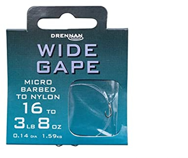 Wide Gape Drennan Mirco Barbed to Nylon (14 to 4lb)