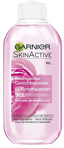Garnier Refreshing Facial Toner with Rose Water, Gentle Cleansing for Dry and Sensitive Skin, Skin Active, 200 ml