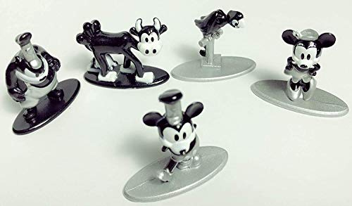 Jada Toys Disney Mickey, Minnie, Pete, Parrot und Clarabelle Pack 5 Figuren zum 90. Geburtstag, Mikey, Mehrfarbig (0801310300138), Bunt, 4 Centimeters