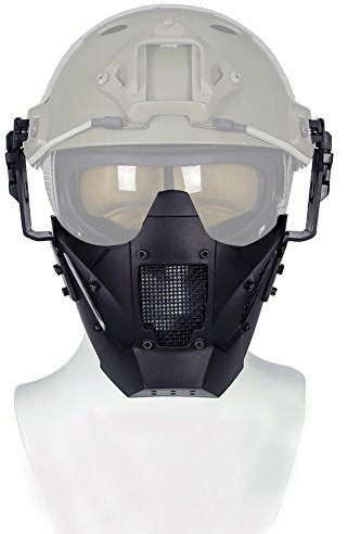 LEJUNJIE Demi Masque Tactique réglable en Maille d'acier métallique de Protection Paintball tir Masque de Chasse Masque Rapide Combinaison d'accessoires
