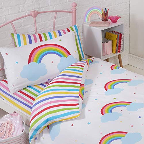 Price Right Home Striped Bedroom Range Kids - Duvet Cover Set, Fitted Sheet Set & Curtains Available (Junior Duvet Cover Set)