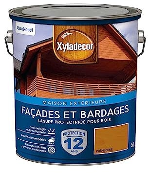 Xyladecor - Lasure Protectrice pour Bois Extérieur - Façades, Bardages, Chalets - Couleur : Satin Chêne Doré - Quantité : 5L - 5324303