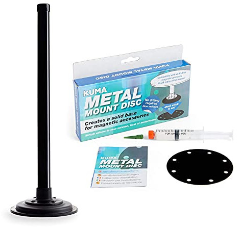 KUMA Magnetic Pole Mount for TV Aerial Wifi Antenna with Rustproof Metal Disc – 450mm Magnet Base Mounting use in House Caravan Motorhome Truck Boat – Also use as Flag Display Sign Poster Paper Stand