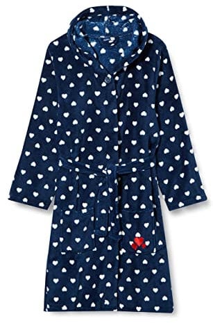 Playshoes Unisex Kinder Fleece-Bademantel Morgenmantel, Herzchen, 158/164