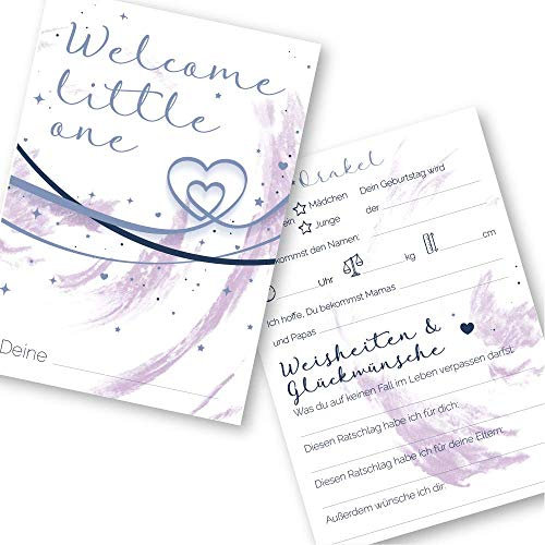 Babyparty Spiele rate mal Karten (25 Karten, Deutsch, Motiv Magic) - Babyshower Ratespiel Mädchen und Junge - Baby Orakel Deko (Din A6 (10,5 x 14,8 cm))