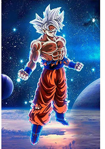 Bricolage 5D Kit De Peinture Au Diamant, Diamant Complet Super Saiyan Dragon Ball Monkey King Diamant Peinture Broderie Point De Croix Artisanat Décoration Murale De La Maison 30x45 cm