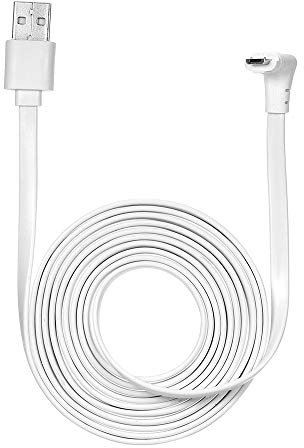 Entweg Power Cable, 2M/6.6ft Charging Power Cable Fits, Arlo Pro 2, Arlo GO, Arlo Light Indoor/Outdoor Flat Cable Aluminium Alloy Micro USB Cable Charging/Power Cord without Plug, 1 Pack (White)