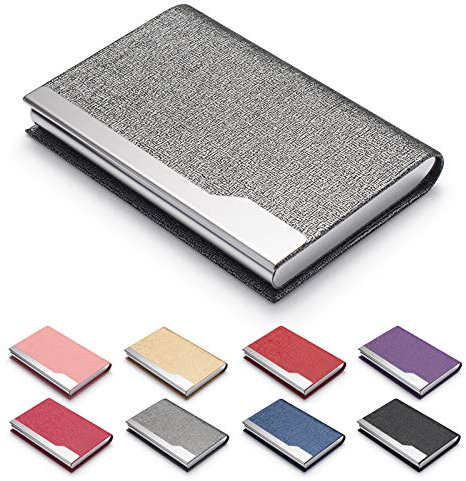 FACATH Porte-Cartes de Visite pour Femme, Porte-Cartes en métal, Porte-Carte Fin, Porte-Cartes de Visite pour Homme et Femme avec Fermeture magnétique - Gris