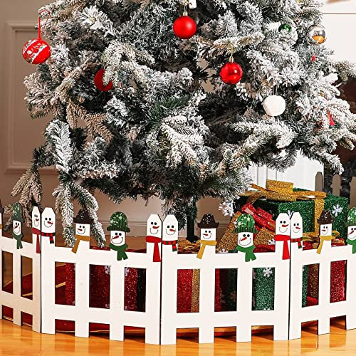 Blulu Weihnachtsbaum-Zaun, Party-Dekoration, Weihnachtsbaumtor, weißer Lattenzaun, Barriere für Haustiere, Hund, Katze, flexible Lattenrost, Weihnachtsbaum-Barriere für Urlaub, Büro, Heimdekoration,