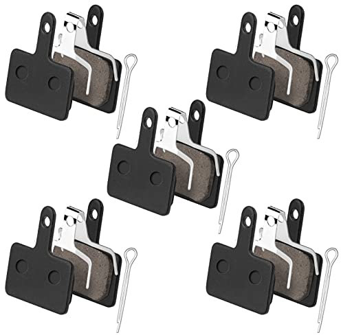 Weysoo Bremsbeläge Fahrrad, 5 Paar Bremsbeläge Fahrrad Scheibenbremse für Shimano, Gute Verschleißfeste Bremswirkung Fahrrad Scheibenbremsbeläge Resin(Universal, Schwarz)