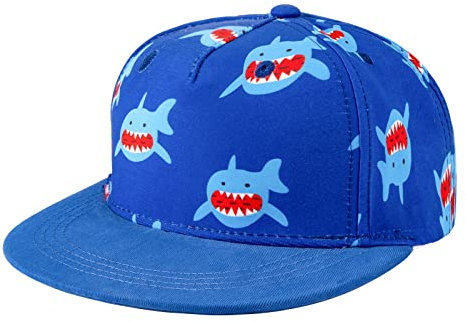 Basecap Kinder Sonnenhut Drucken Baseballkappe Verstellbare Junge Mädchen Snapback Cap mit UV Schutz für 2-4 Jahre alt (Hai)