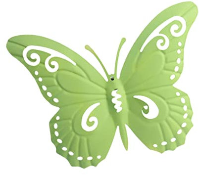 perfk 3D Butterfly Wall Decor Hanging Butterflies Decorative Sculpture Beautiful decoration Statue Metal for Porch Home Kitchen Garden Fence, Light Green