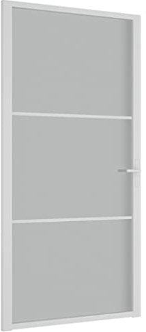 vidaXL Interior Door Home Decorative Bedroom Bathroom Internal Modern Internal Door Panel 102.5x201.5 cm White Matt Glass and Aluminium