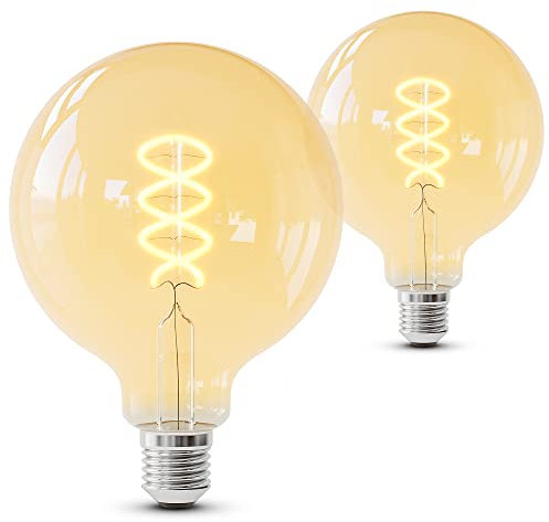 SSC-LUXon 2 Stück LUBI Vintage Glühbirne E27 Globe XL Form mit LED Filament - Glühlampe dimmbar 3W extra warmweiß Ambiente Licht